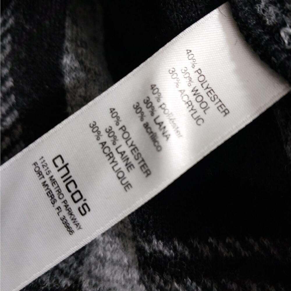 CHICO'S! BLACK & WHITE PLAID FINE WOOL BLEND DECONSTRUCTED JACKET! SZ L - Picture 9 of 12